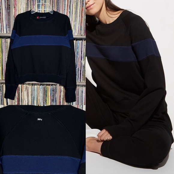 Misha Nonoo Memphis Sweatshirt in Black & Navy Combo Size Small - Picture 1 of 8